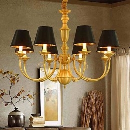 Lampadario tradizionale classico country in ottone caratteristica per mini stile metallo 8 lampadine