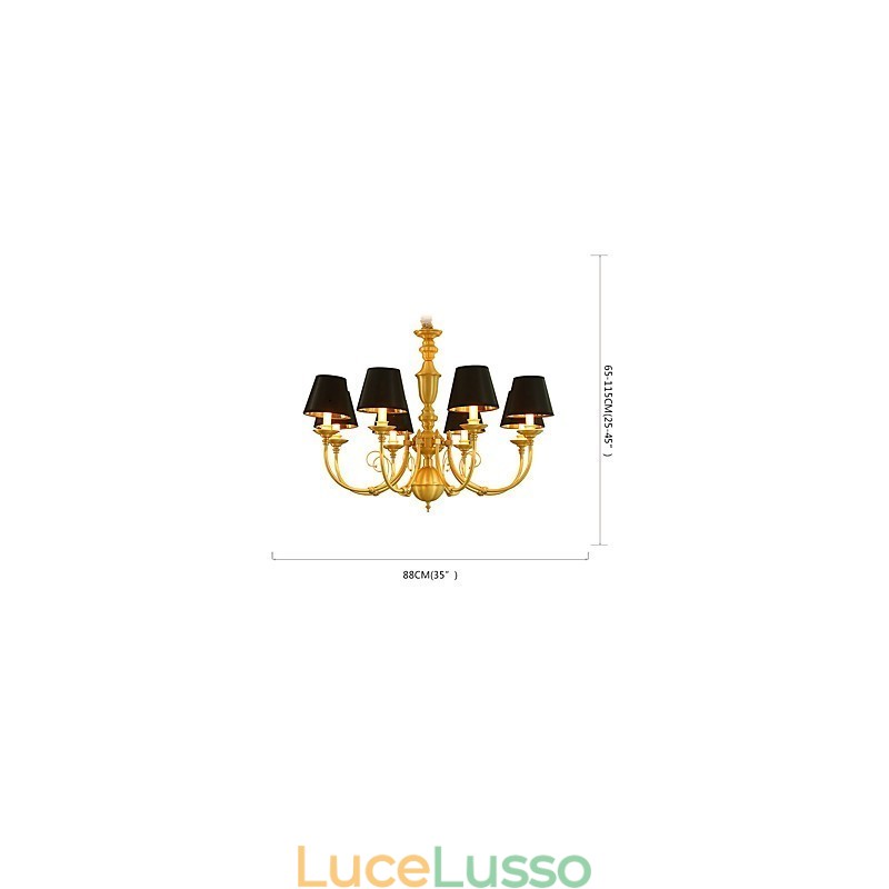 Lampadario tradizionale classico country in ottone caratteristica per mini stile metallo 8 lampadine
