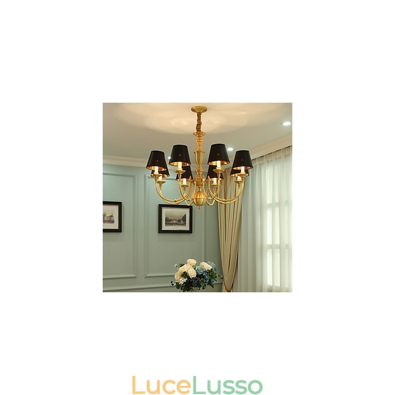 Lampadario tradizionale classico country in ottone caratteristica per mini stile metallo 8 lampadine