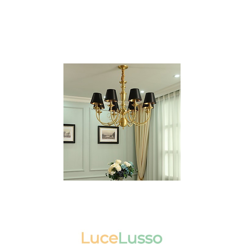Lampadario tradizionale classico country in ottone caratteristica per mini stile metallo 8 lampadine