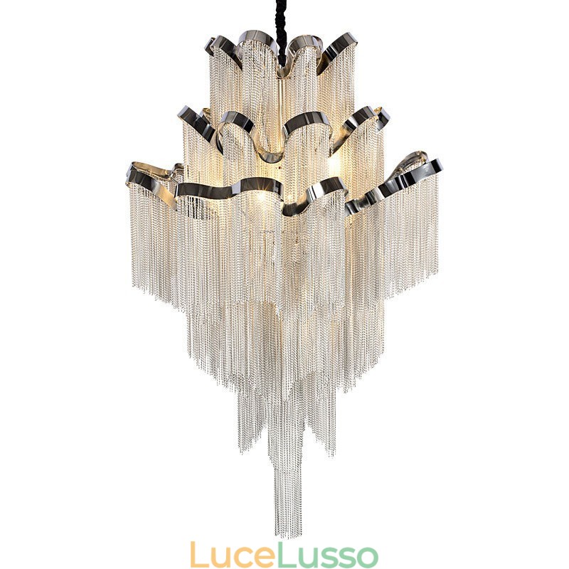 Lampadario a chiocciola in alluminio, lampada a sospensione di design, colore argento, scala a chiocciola