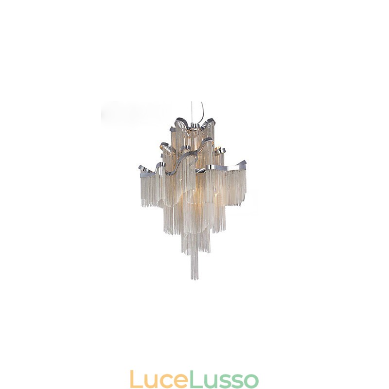 Lampadario a chiocciola in alluminio, lampada a sospensione di design, colore argento, scala a chiocciola
