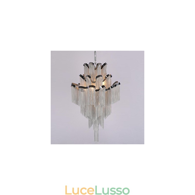Lampadario a chiocciola in alluminio, lampada a sospensione di design, colore argento, scala a chiocciola