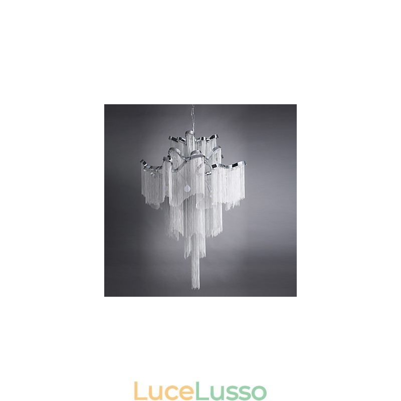 Lampadario a chiocciola in alluminio, lampada a sospensione di design, colore argento, scala a chiocciola