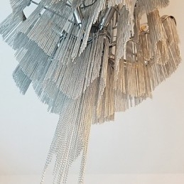 Lampadario a chiocciola in alluminio, lampada a sospensione di design, colore argento, scala a chiocciola