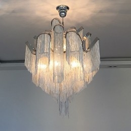 Lampadario a chiocciola in alluminio, lampada a sospensione di design, colore argento, scala a chiocciola