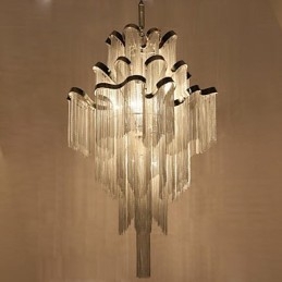 Lampadario a chiocciola in alluminio, lampada a sospensione di design, colore argento, scala a chiocciola
