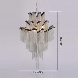Lampadario a chiocciola in alluminio, lampada a sospensione di design, colore argento, scala a chiocciola