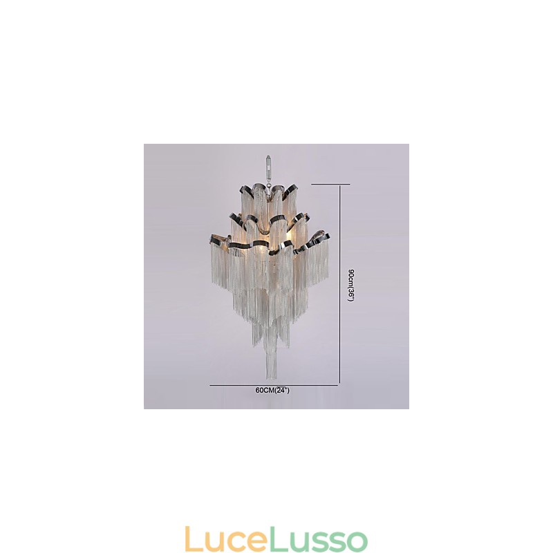 Lampadario a chiocciola in alluminio, lampada a sospensione di design, colore argento, scala a chiocciola