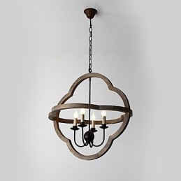 Lampadario in legno colorato vintage in metallo americano industriale da loft, lampada a sospensione decorativa per interni