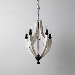Lampadario in legno di bambù con caratteristica pittura vintage, stile mini, lampada a sospensione decorata