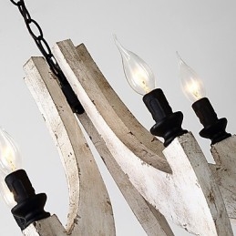 Lampadario in legno di bambù con caratteristica pittura vintage, stile mini, lampada a sospensione decorata