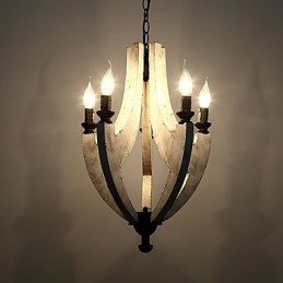 Lampadario in legno di bambù con caratteristica pittura vintage, stile mini, lampada a sospensione decorata