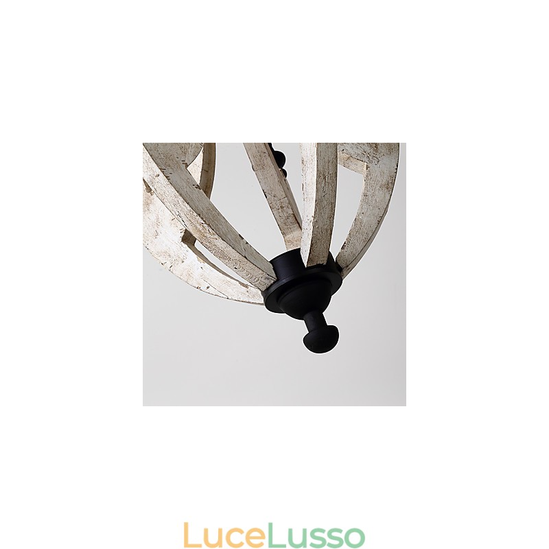 Lampadario in legno di bambù con caratteristica pittura vintage, stile mini, lampada a sospensione decorata