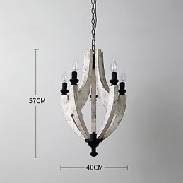 Lampadario in legno di bambù con caratteristica pittura vintage, stile mini, lampada a sospensione decorata