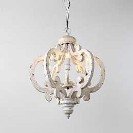 Lampadario in legno di bambù con caratteristica pittura vintage, stile mini, lampada a sospensione decorata