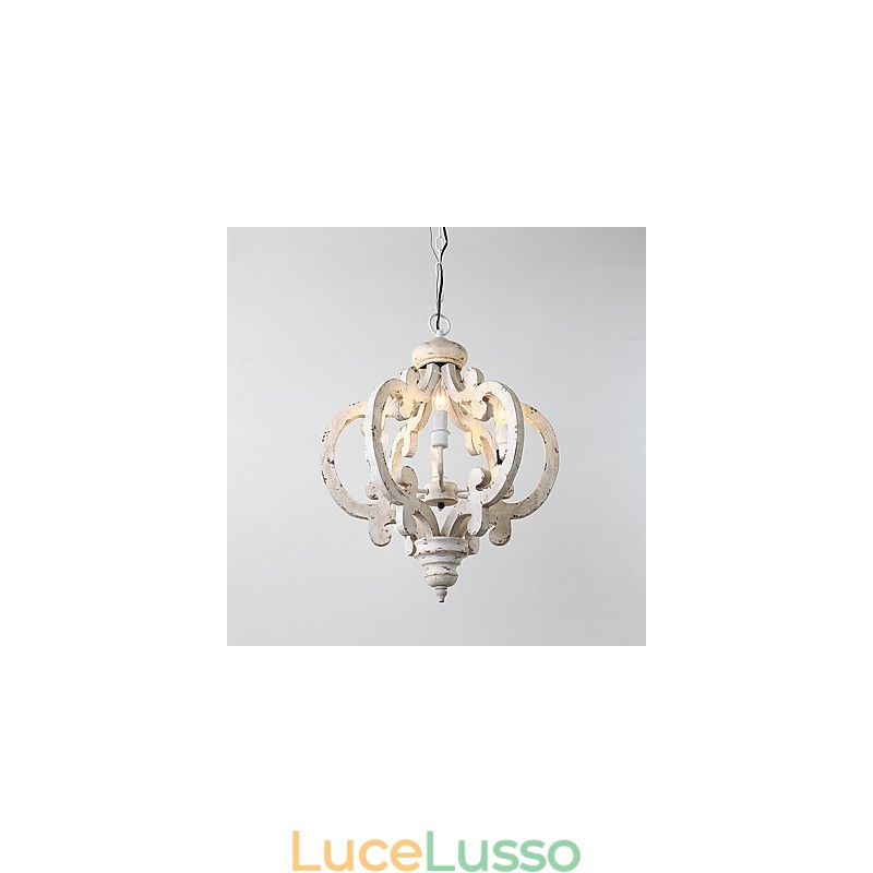 Lampadario in legno di bambù con caratteristica pittura vintage, stile mini, lampada a sospensione decorata