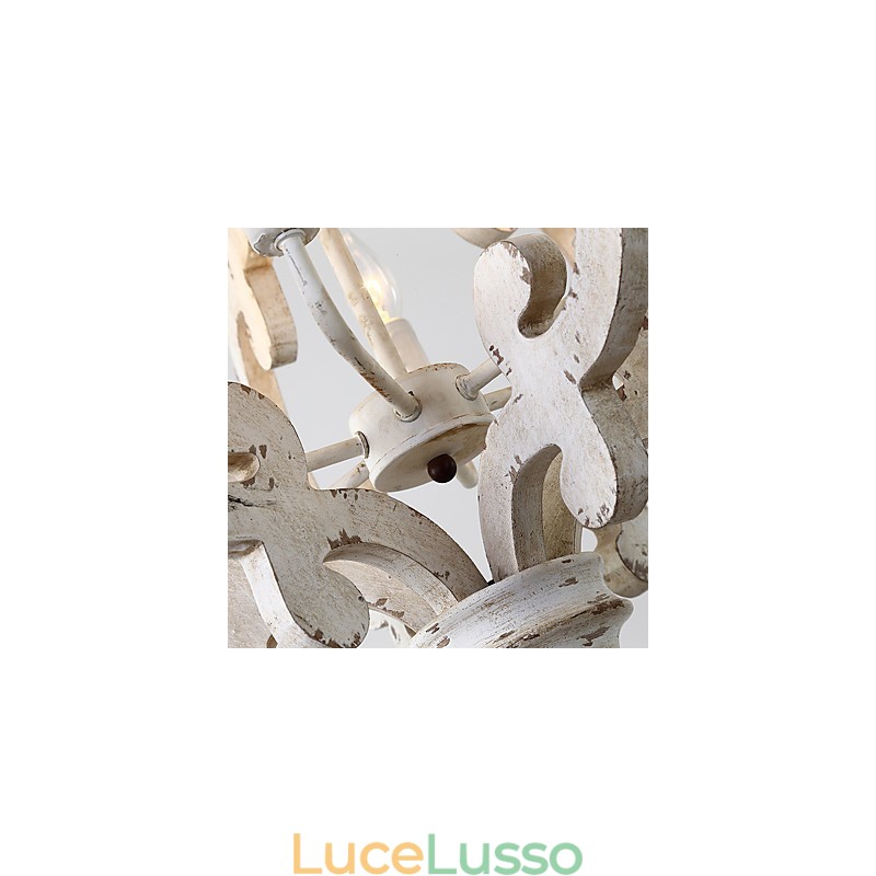 Lampadario in legno di bambù con caratteristica pittura vintage, stile mini, lampada a sospensione decorata