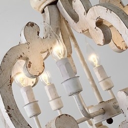 Lampadario in legno di bambù con caratteristica pittura vintage, stile mini, lampada a sospensione decorata
