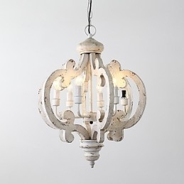 Lampadario in legno di bambù con caratteristica pittura vintage, stile mini, lampada a sospensione decorata