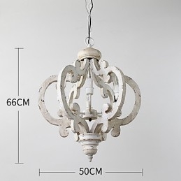 Lampadario in legno di bambù con caratteristica pittura vintage, stile mini, lampada a sospensione decorata