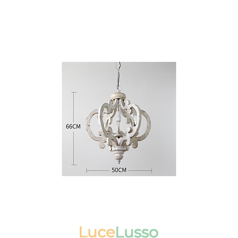 Lampadario in legno di bambù con caratteristica pittura vintage, stile mini, lampada a sospensione decorata