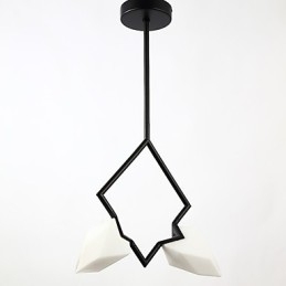 Lampadario moderno a 2 luci in metallo con vetro color pesca, lampada a sospensione Canteen Decorate