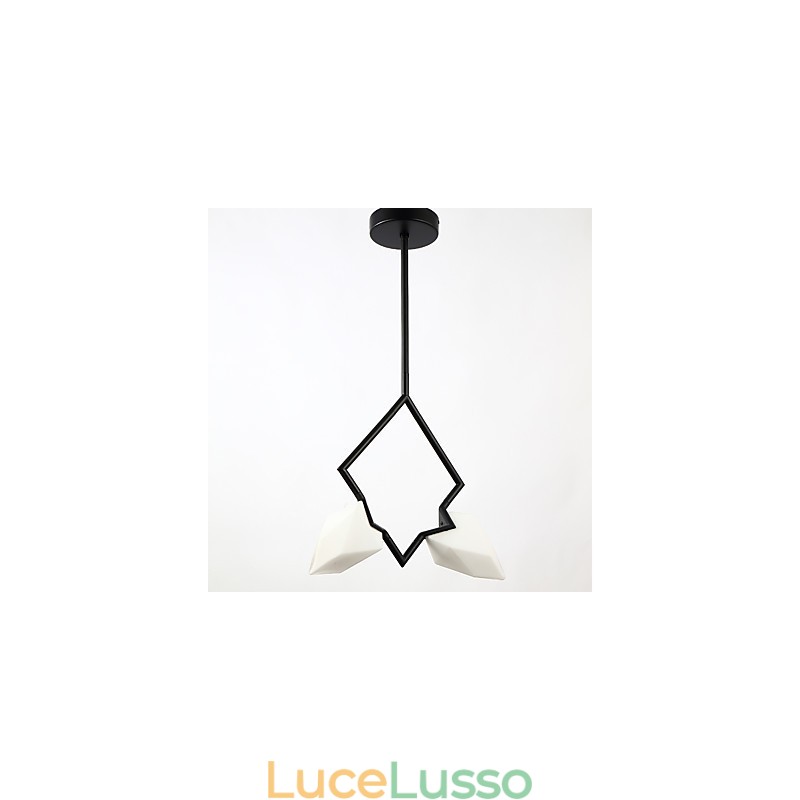 Lampadario moderno a 2 luci in metallo con vetro color pesca, lampada a sospensione Canteen Decorate