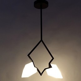 Lampadario moderno a 2 luci in metallo con vetro color pesca, lampada a sospensione Canteen Decorate