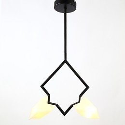 Lampadario moderno a 2 luci in metallo con vetro color pesca, lampada a sospensione Canteen Decorate