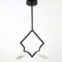 Lampadario moderno a 2 luci in metallo con vetro color pesca, lampada a sospensione Canteen Decorate