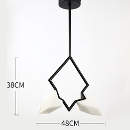 Lampadario moderno a 2 luci in metallo con vetro color pesca, lampada a sospensione Canteen Decorate
