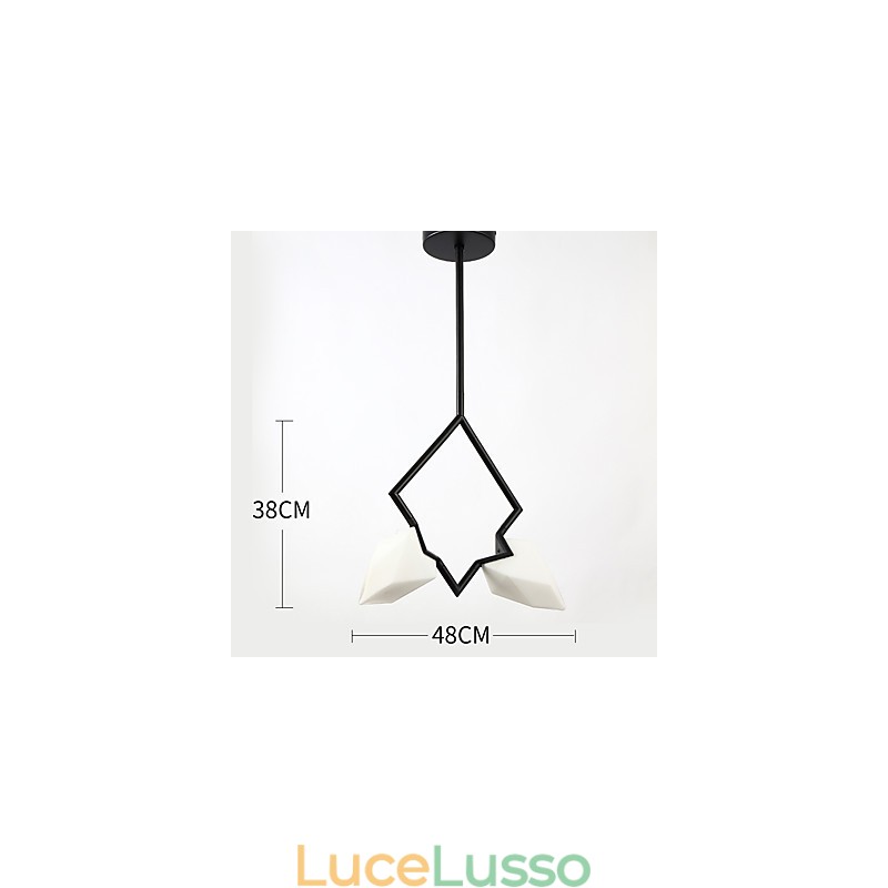 Lampadario moderno a 2 luci in metallo con vetro color pesca, lampada a sospensione Canteen Decorate