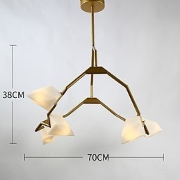 Lampadario moderno a cinque luci in metallo con vetro color pesca, lampada a sospensione Canteen Decorate