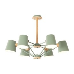 Lampadario in metallo con pittura vintage in legno macaron multicolore