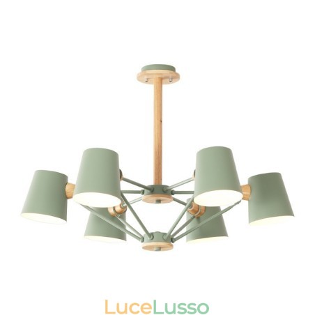 Lampadario in metallo con pittura vintage in legno macaron multicolore Lampadario in metallo con pittura vintage in legno macaron multicolore