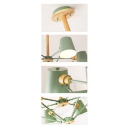 Lampadario in metallo con pittura vintage in legno macaron multicolore