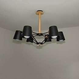 Lampadario in metallo con pittura vintage in legno macaron multicolore