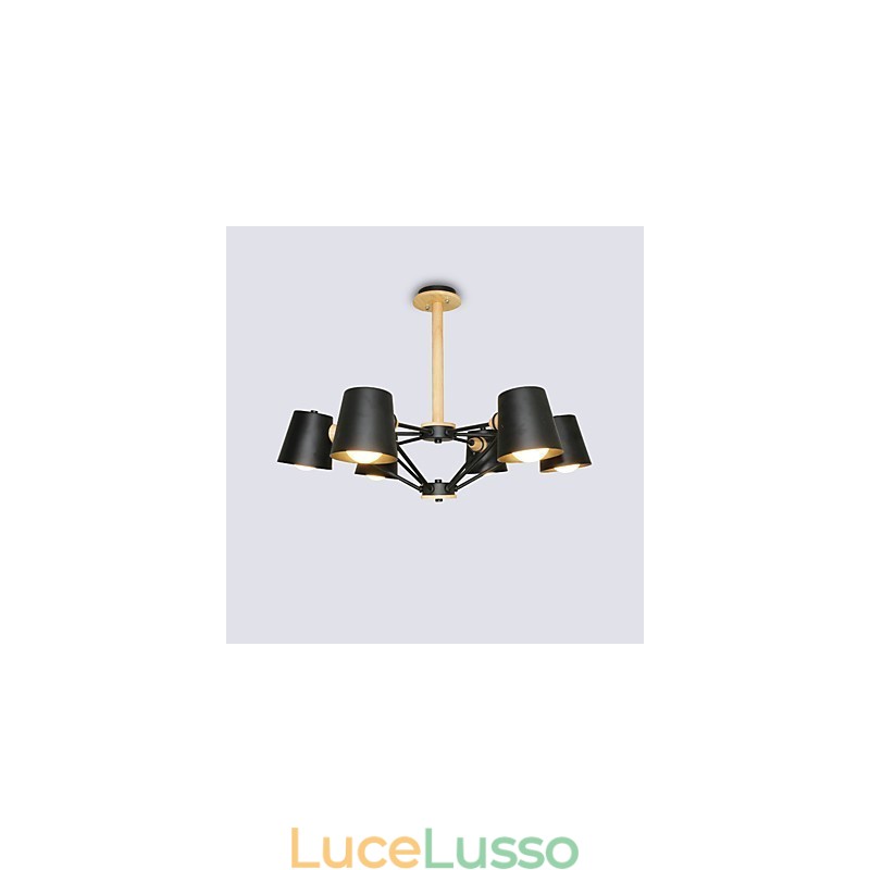 Lampadario in metallo con pittura vintage in legno macaron multicolore