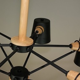Lampadario in metallo con pittura vintage in legno macaron multicolore
