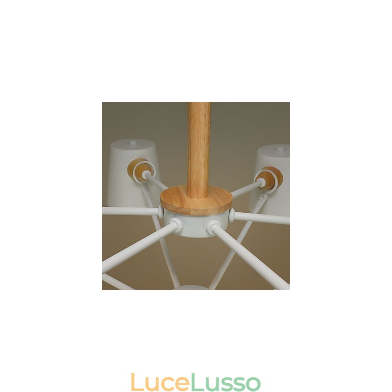Lampadario in metallo con pittura vintage in legno macaron multicolore
