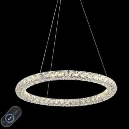 Lampadario moderno a sospensione in cristallo ad anello, lampadario in cristallo, lampade per illuminazione interna, dimmerabili con telecomando