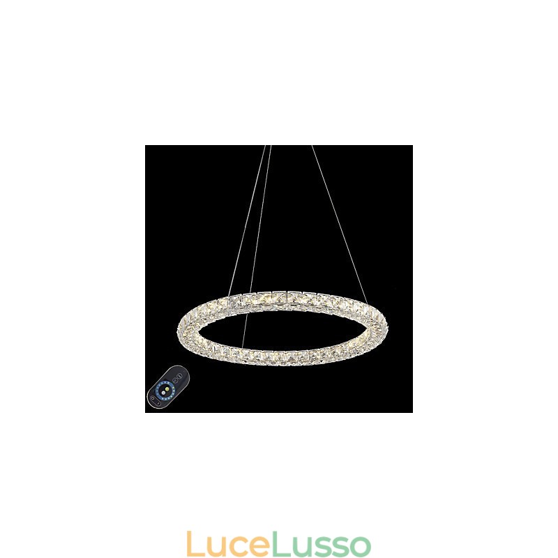 Lampadario moderno a sospensione in cristallo ad anello, lampadario in cristallo, lampade per illuminazione interna, dimmerabili con telecomando