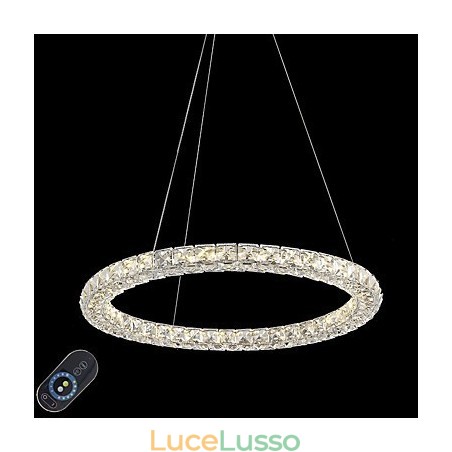 Lampadario moderno a sospensione in cristallo ad anello, lampadario in cristallo, lampade per illuminazione interna, dimmerabili con telecomando Lampadario moderno a sospensione in cristallo ad anello, lampadario in cristallo, lampade per illuminazione interna, dimmerabili con telecomando