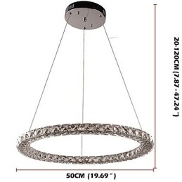 Lampadario moderno a sospensione in cristallo ad anello, lampadario in cristallo, lampade per illuminazione interna, dimmerabili con telecomando