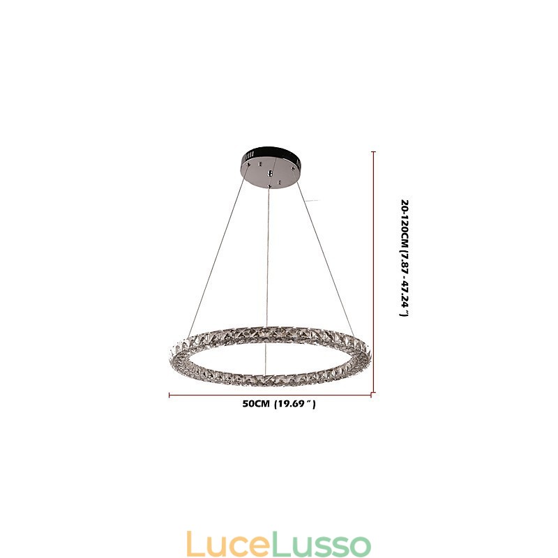 Lampadario moderno a sospensione in cristallo ad anello, lampadario in cristallo, lampade per illuminazione interna, dimmerabili con telecomando