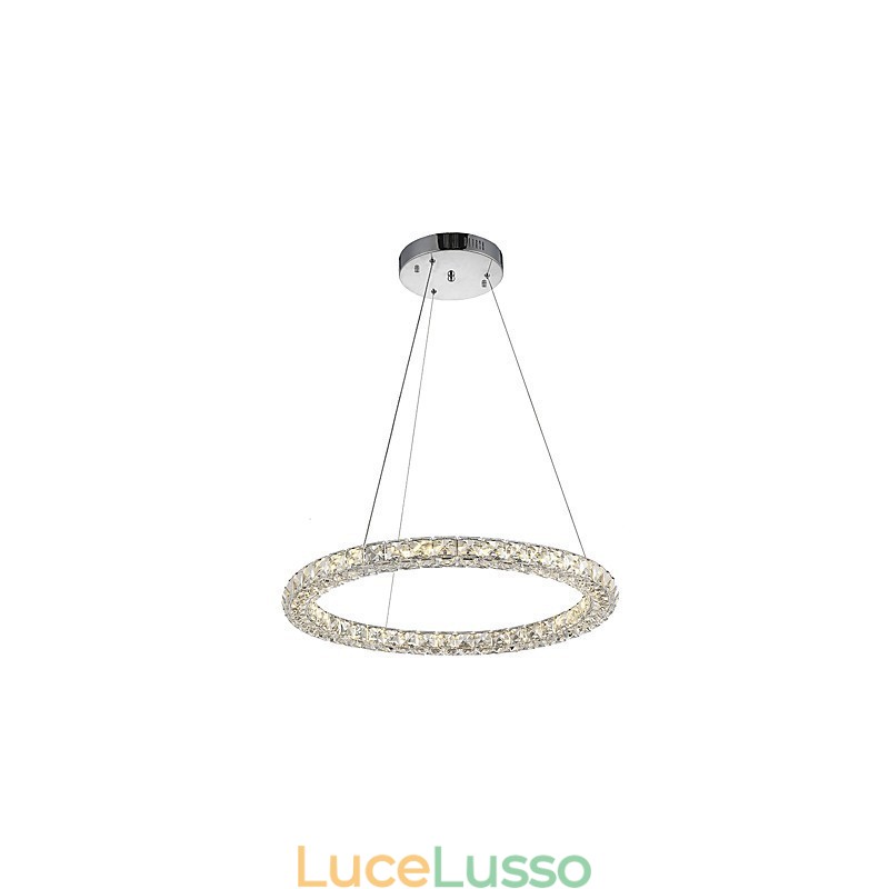 Lampadario moderno a sospensione in cristallo ad anello, lampadario in cristallo, lampade per illuminazione interna, dimmerabili con telecomando