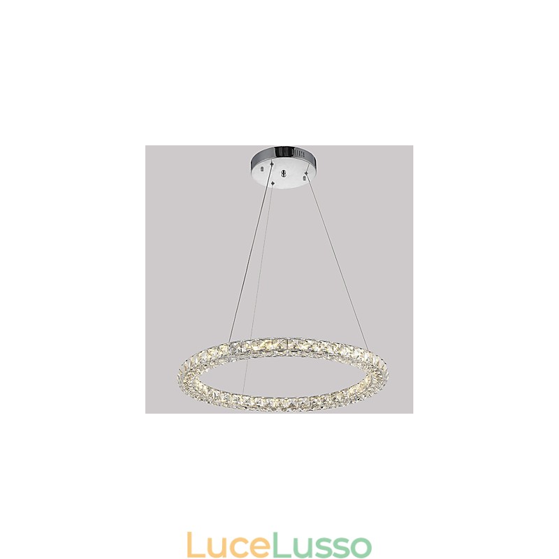 Lampadario moderno a sospensione in cristallo ad anello, lampadario in cristallo, lampade per illuminazione interna, dimmerabili con telecomando