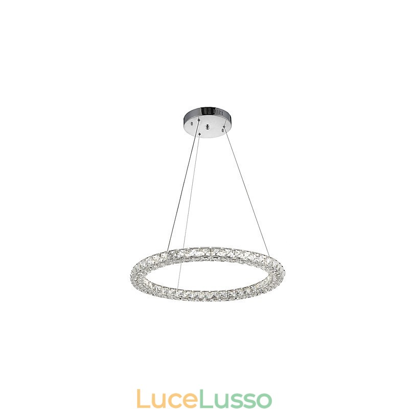 Lampadario moderno a sospensione in cristallo ad anello, lampadario in cristallo, lampade per illuminazione interna, dimmerabili con telecomando