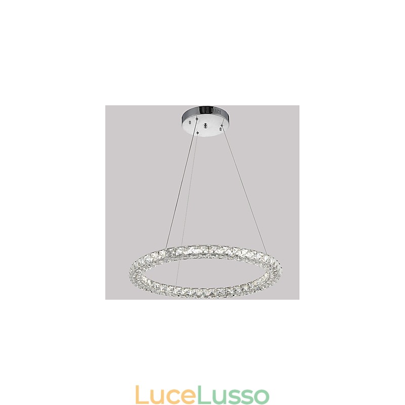 Lampadario moderno a sospensione in cristallo ad anello, lampadario in cristallo, lampade per illuminazione interna, dimmerabili con telecomando